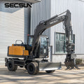 SECSUN EPA Euro 5 Four Wheel Drive Digger Machine 8 Ton 10 Ton 9 Ton Wheel Hydraulic Excavator for Sale