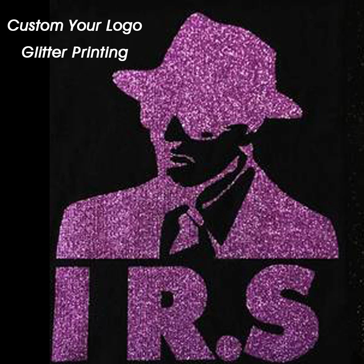 Luxury Men's T-Shirt with Shining Glitter Heat Transfer Vinyl Custom Designed Logo & Pattern 100% Cotton