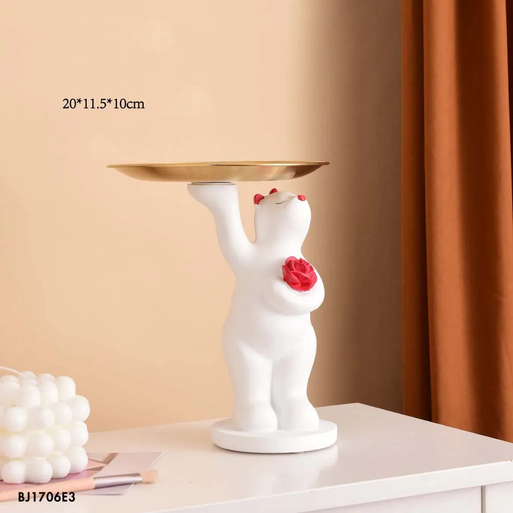 Resin Craft Ornaments Polar Bear Storage Tray Living Room Key Storage Tray Home Decoration Polar Bear Ornaments