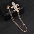 Promotional Low MOQ Charm Silver Gold Black Tassel Anchor Brooches With Chain for  Men Shirt