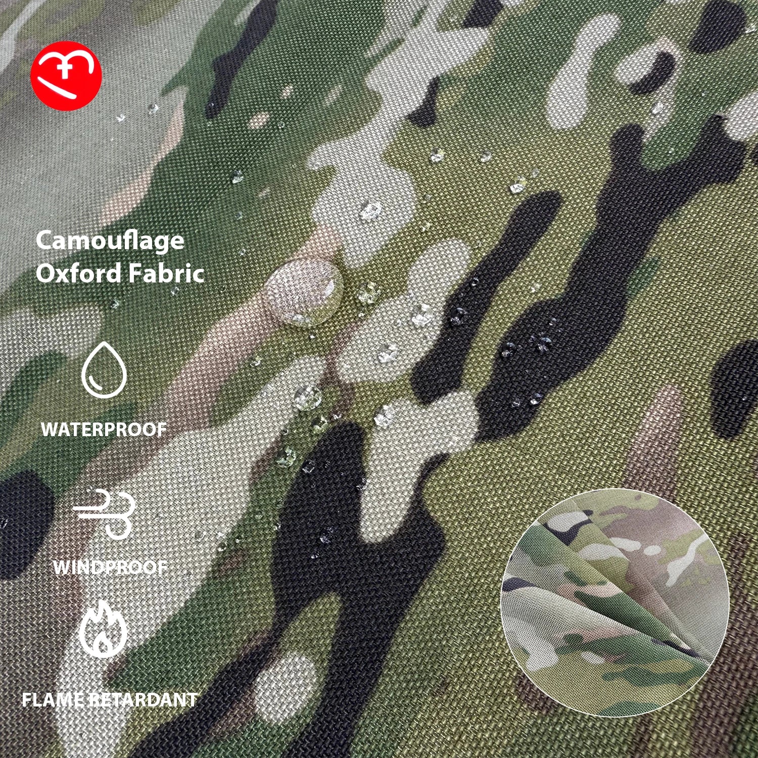 Flame Retardant and Waterproof 100% Polyester 600D PU Coated  Camouflage Print Fabric for Outdoor Tent and Bag Fabric