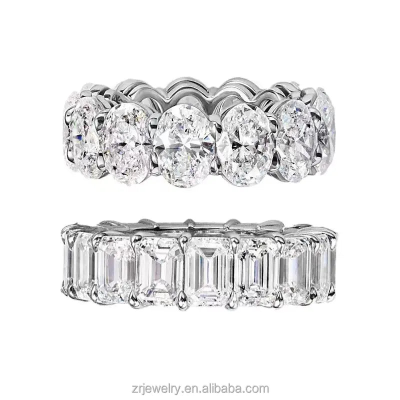 Fine Jewelry 14K 18K Solid Gold 3mm CVD Oval Cut Row Diamond Ring IGI Certified Lab Grown Wedding Ring