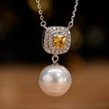 N464 11-12mm DIY Natural  Freshwater Pearl Charm Pendant Necklace Chain Accessory 925 Sterling Silver Jewelry for Women