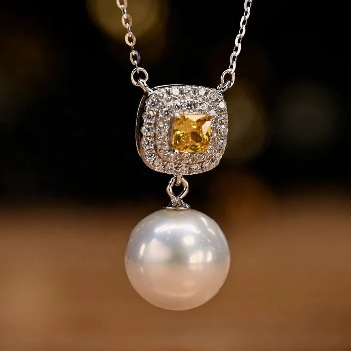 N464 11-12mm DIY Natural  Freshwater Pearl Charm Pendant Necklace Chain Accessory 925 Sterling Silver Jewelry for Women