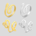 Personalize Wholesale Open Adjustable Gold Silver Stainless Steel Snake Ring for Women Men