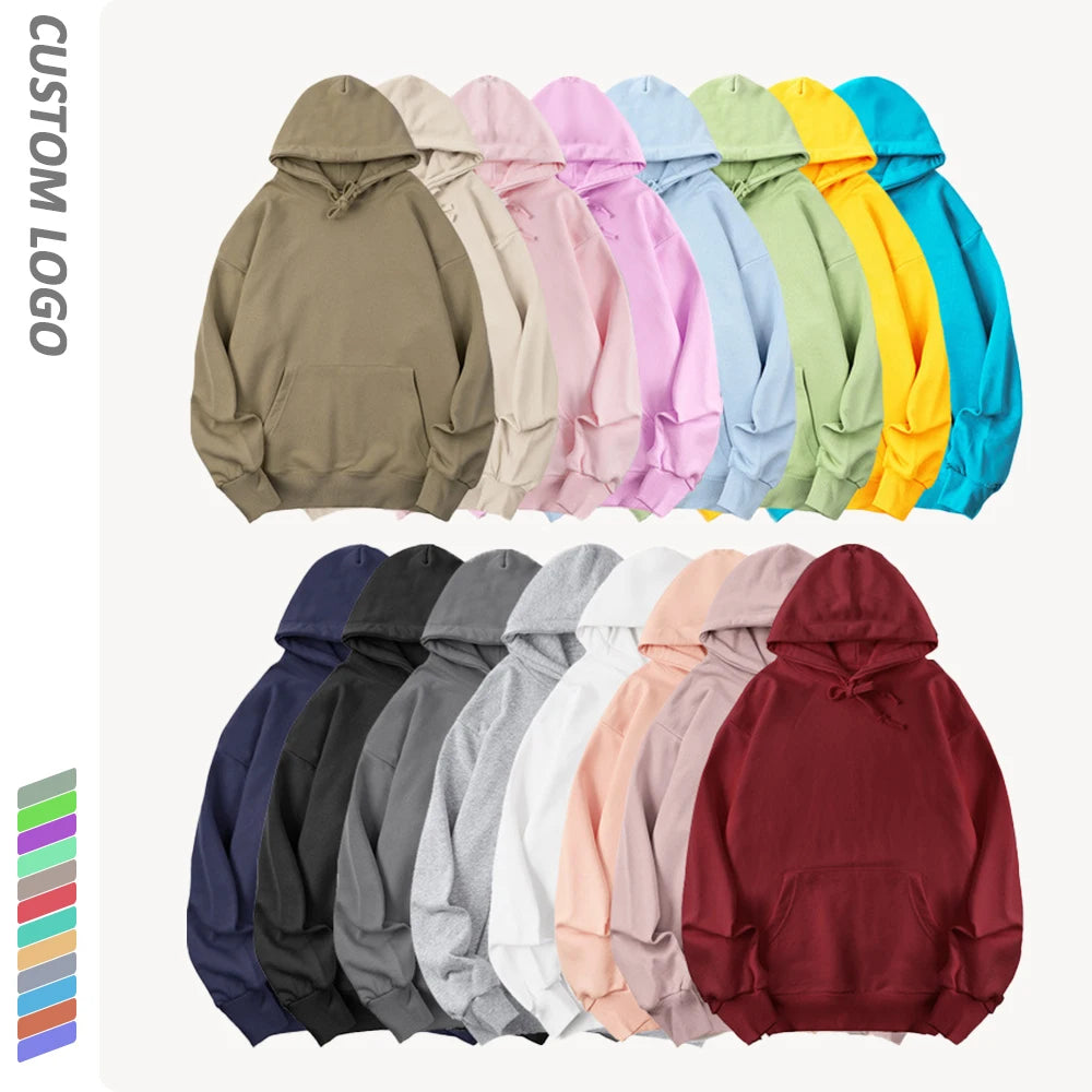 OEM ODM Unisex Sweatshirt Solid Color Blank Custom Logo Design Heavyweight Hoodies Men's Sweatshirts