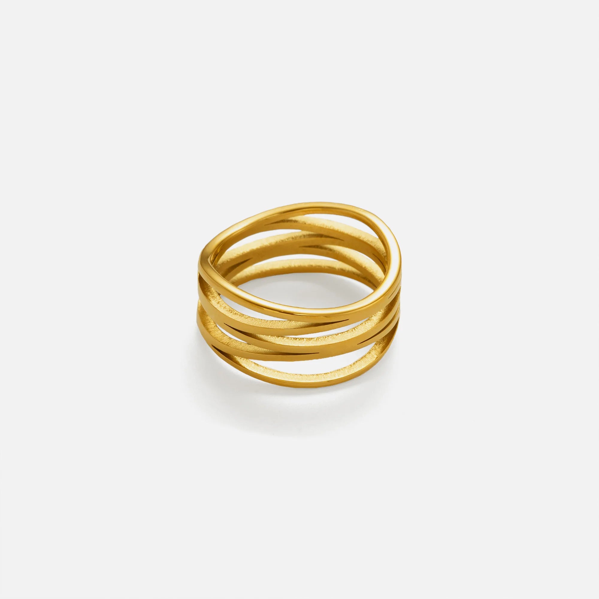 Dazan New HOT INS Trendy 18k PVD Gold Plated Stainless Steel Minimalist Exquisite Line Unique Resigner Ring Luxury Women Jewelry