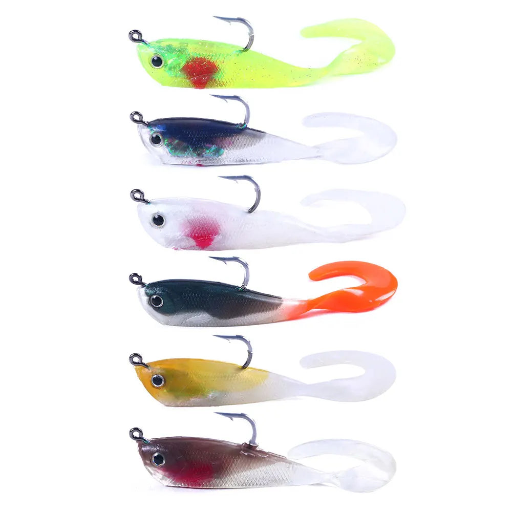 7cm 10g 5pcs/bag China Fishing Silicone Lure Black Minnow Gear Soft Shad Fishing Baits Pike Lure Lead Jig Head Bass Fishing Lure