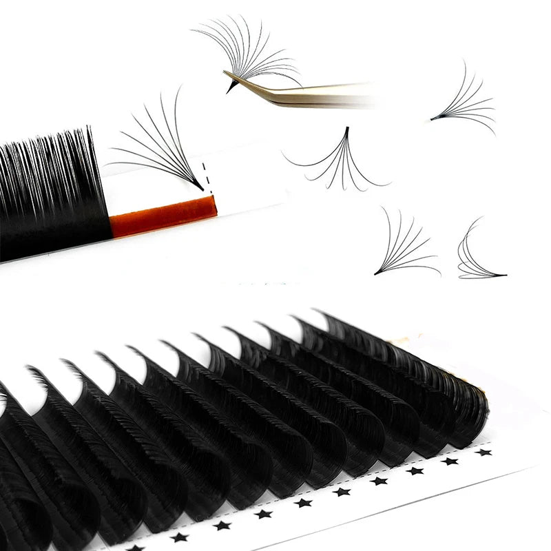 Premium Easy Fan Lashes Matte Black Lash Tray Private Label 3D 5D 7D Cashmere Easy Fans Lash Extension