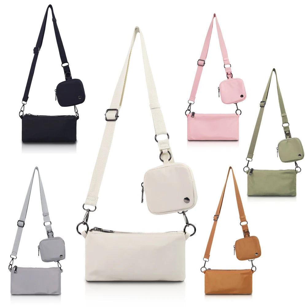 Custom Logo New Fashion Brand Small Square Bag Two-piece Single Shoulder Crossbody Bag Chest Bag Mobile Phone Wallet Purse
