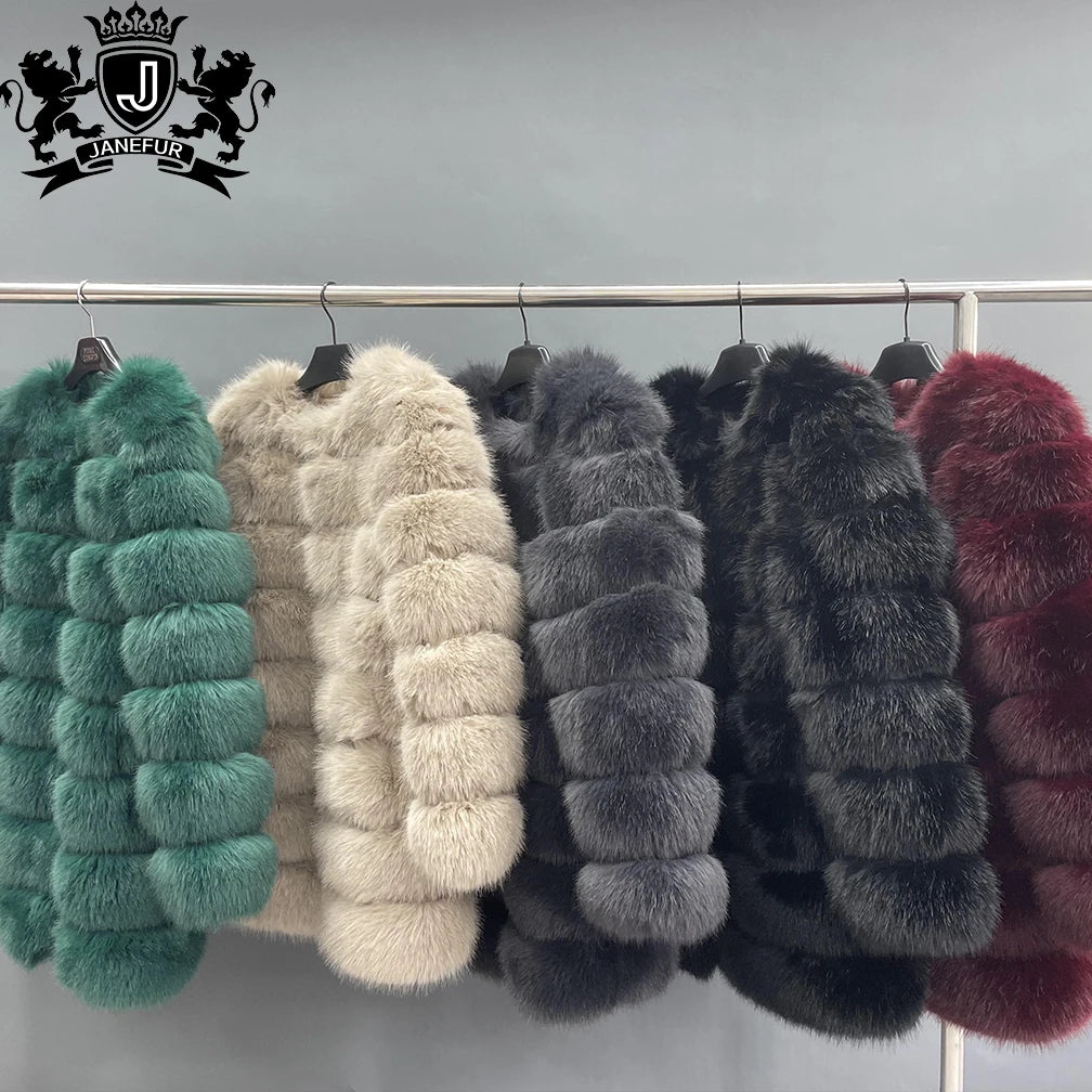 Janefur Premium Classic Ladies O-neck Casual Eco-friendly Fake Fur Coat Women's Faux Fur Winter Coat