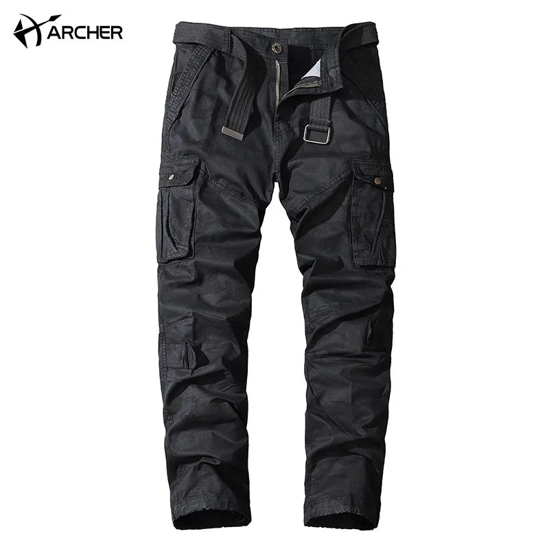 Wholesale Camo Cargo Trackpants Cotton Multi Pockets Loose Fit Distress Effect Jogger Sweat Trackpants Camo Cargo Pants Men