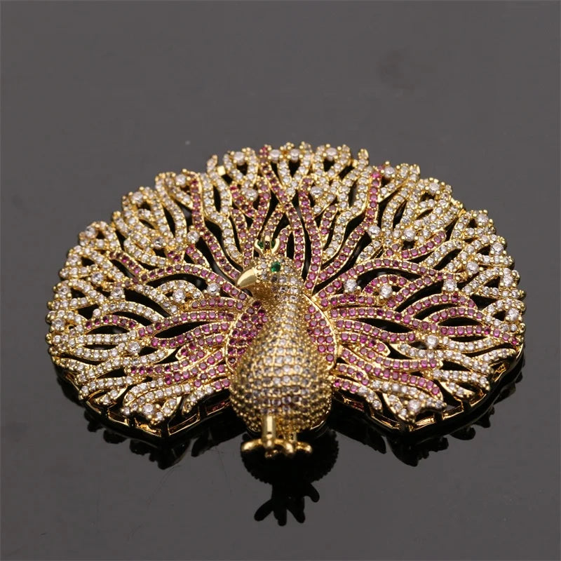 Hot Sale Luxury Peacock Shape Silver/Gold Plated Zircon Connection for Necklace Tassel Pendant Accessories Jewelry Making