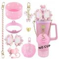 Luxury Water Bottle Holder Chain STL Cup Carrier Strap with Gold Metal Chain and Charm Tumbler Accessories for Travel  Daily Use