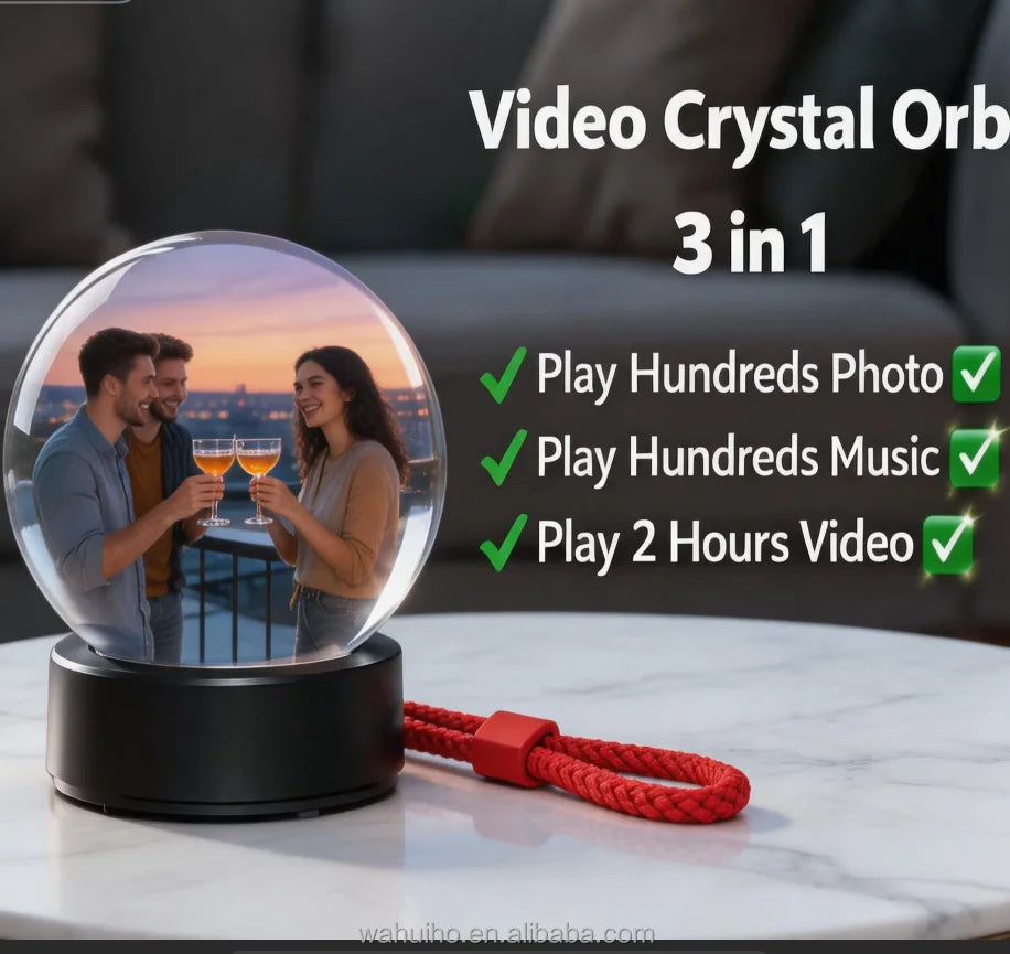 Personalized Digital Crystal Ball & Globe Photo Video Music Display Eco-Friendly 4G Memory Gift MegaBDM