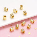 CZ6839 18k Gold Plated CZ Paved Zodiac Beads Astrology Birth Sign Tube Beads Astrology Charm Spacer Jewelry Beads