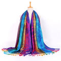 JiYun Ethnic Style Women's Retro Jacquard Scarf Long Viscose Shawl Floral Animal Print Feather Detail Autumn Tourism Keep Warm