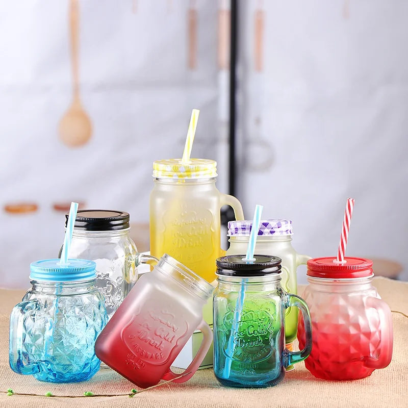 Wholesale Custom Logo 16oz 12oz Drinking Glasses Sublimation Mason Jar Glass Tumbler Straw Direct Drinking Safe for Dishwasher
