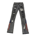 DENIMGUYS 2025 American Street Style Men Skinny Vintage Distressed Ripped Flared Jeans Pants