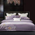 Wholesale Embroidery Duvet Cover king Size Comforter Set Luxury Pillowcase Egyptian Cotton Purple Bed Sheet Bedding Set