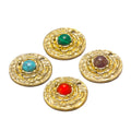 Vintage Stainless Steel Gold Plated Colorful Natural Stone Pendant Necklace Diy Charms Jewelry Making Accessories