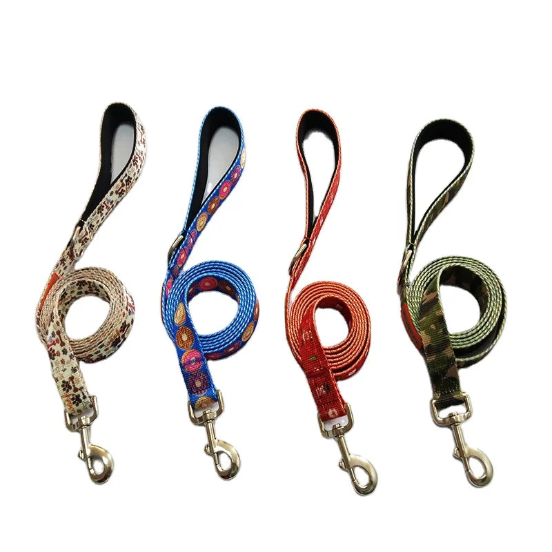 Best Selling Custom Pattern Heat Transfer Printing Pet Dog Leash with Soft Padding Handle