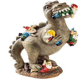 Garden Gnome Statues Dinosaurjurassic Dinosaur Eating Gnomes Garden Art Sculpture Outdoor for Patio Lawn Yard Art Decoration