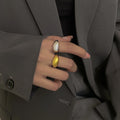 Wholesale Jewelry Smooth Irregularity Shaped Ring 925 Sterling Silver Opening Adjustable Rings for Women