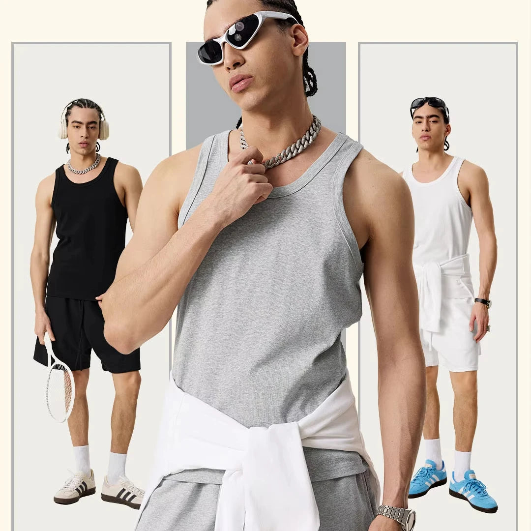 High Quality Men's Sports Tank Top  Fitness Wear Men Eco Friendly Heavyweight Cotton Muscle Sleeveless Running Sports Tanks