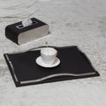 T-336European Home Decoration Customized Size Design Tray Hotel Wedding Display Tray Metal Leather Custom Tray with Handle