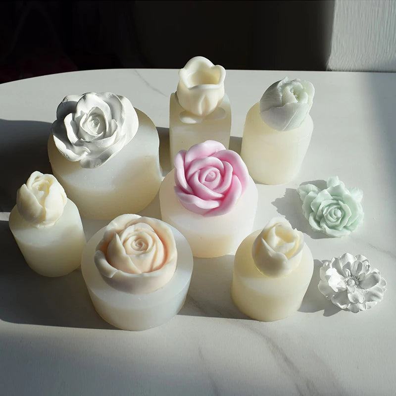 3D Rose Moldes De Silicona Para Velas DIY Flower Candle Silicone Molds Summer Lotus Silicon Molds for Candle Making