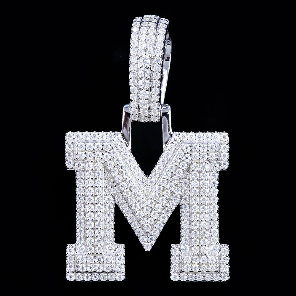 925 Silver Letter M Pendant with D VVS Moissanite Trendy Hip Hop Jewelry with GRA Certificate Iced Out Charm Pendants & Charms