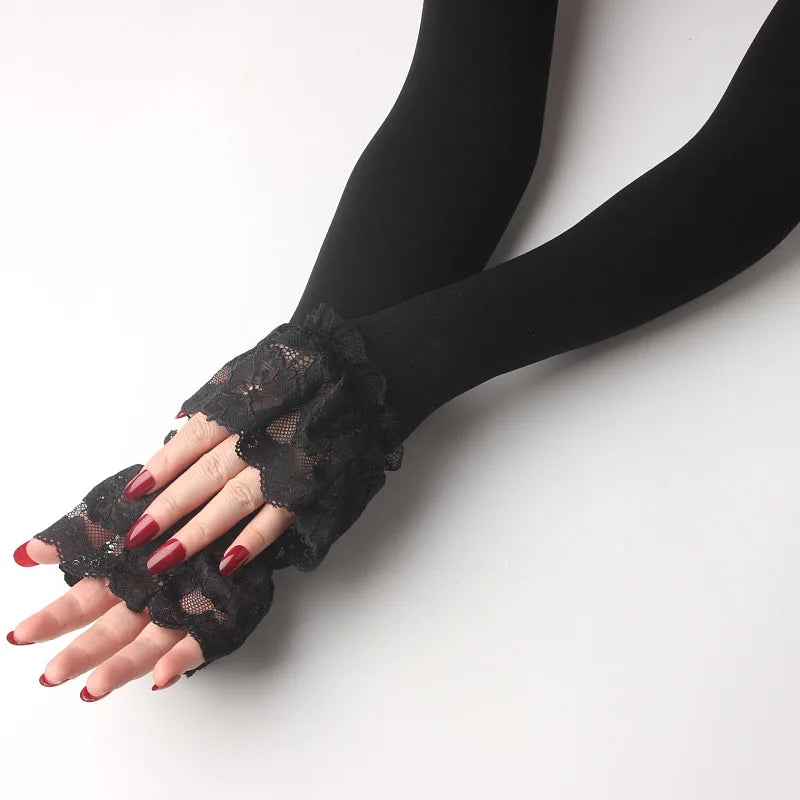 Hot Women's Fingerless Lace Sequin Satin Wedding Party Summer Dinner Elegant Sleeve Ice Sleeve
