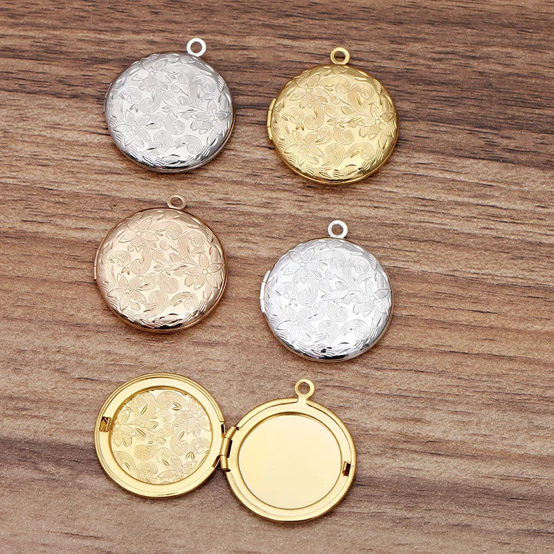 27mm Diy Jewelry Brass Rhodium Color Clear Photo Locket Pendant Charm