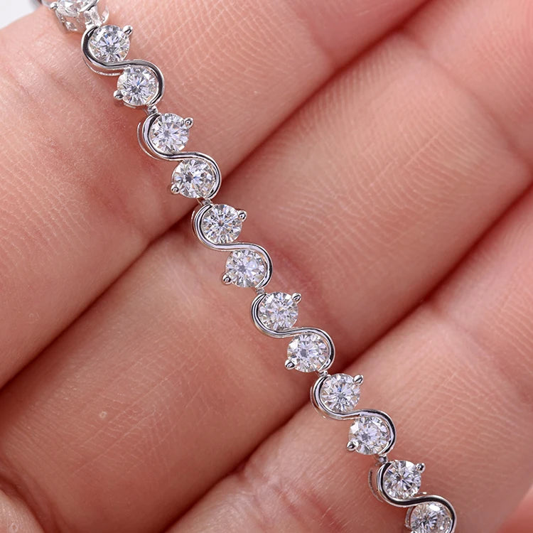 925 Sterling Silver 18K Gold Plated Bracelet Charm 5A Cubic Zirconia Tennis Bracelets & Bangles