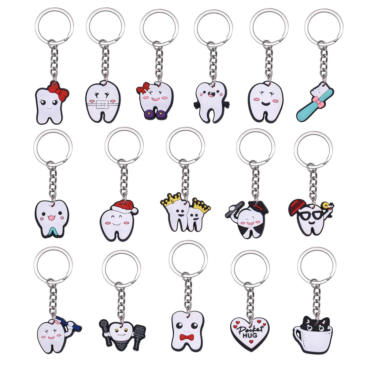 Beimai OEM Llavero Healthy Dentist Anime Cartoon Metal Soft Glue Promotional Gift Key Chain Heart Shape