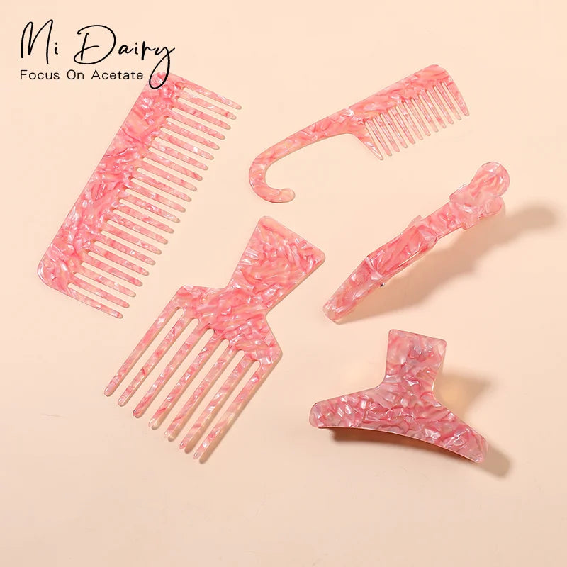 MiDairy Barber Styling Acetate Afro Pick Comb for Hair Styling Customized Logo and Packing Beard Afro Pick Comb222008-222012