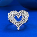 New 925 Sterling Silver Sparkling Heart-shaped Ring Set with Cubic Zirconia