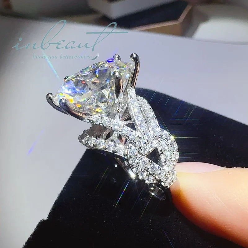 New Arrival Silver 925 Original 10 Ct Brilliant Cut Diamond Test Past D Color Moissanite Engagement Ring for Women Fine Jewelry