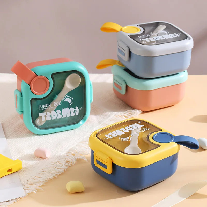 Portable Stainless Steel Lunch Box with Spoon Set Eco-Friendly Children's Complementary Food Insulation Bowl Dinnerware Sets