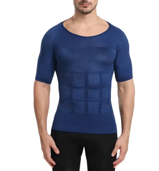 Men's Sports Vest Fashion Body Shaping Elastic Short-Sleeved Vest Breathable Knitted Sweat-Inducing Material for Chest Abdomen