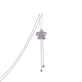 Luxury Platinum Plated Brass Figaro Chain Flower Adjustable Sweater Necklace 3071inch for Women Party Fashion Jewelry