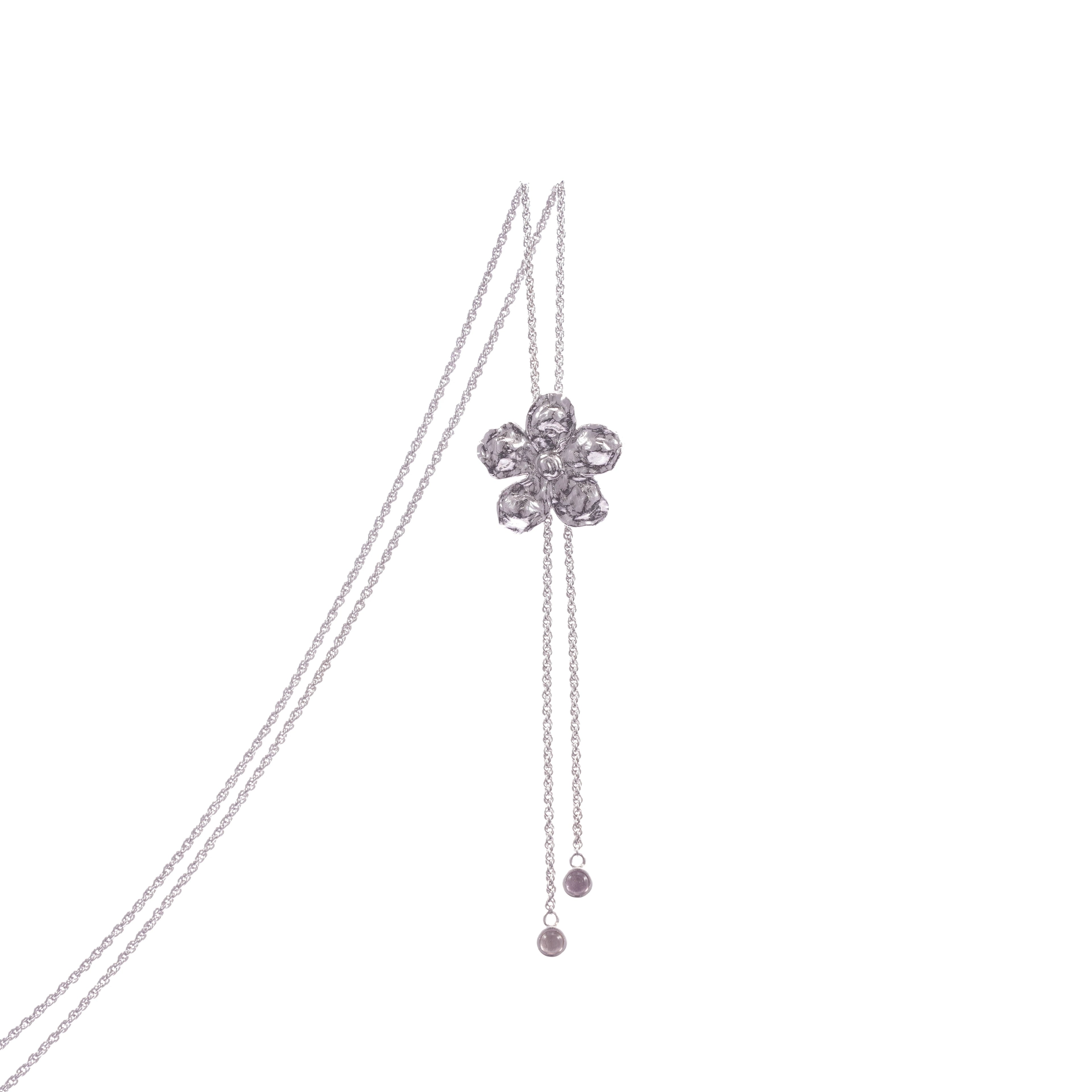 Luxury Platinum Plated Brass Figaro Chain Flower Adjustable Sweater Necklace 3071inch for Women Party Fashion Jewelry