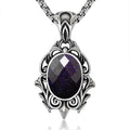 Fashion Titanium Steel Blue Slate Natural Stone Fine Necklace Pendant for Men Jewelry