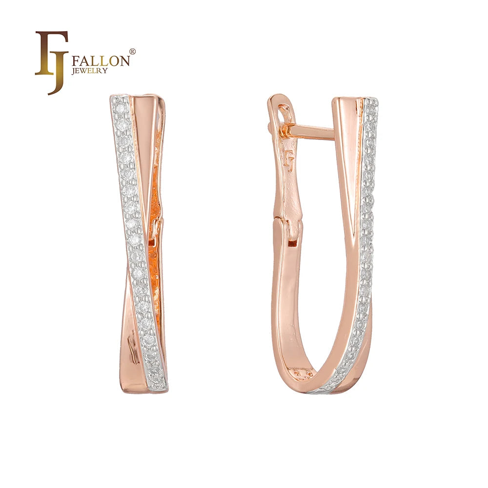 FJ Fallon Fashion Jewelry Earrings Plated in Rose Gold Two Tone Brass Based