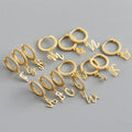 Customized 925 Sterling Silver 18k Gold Plated Custom Letters Zircon Hoop Earrings for Women