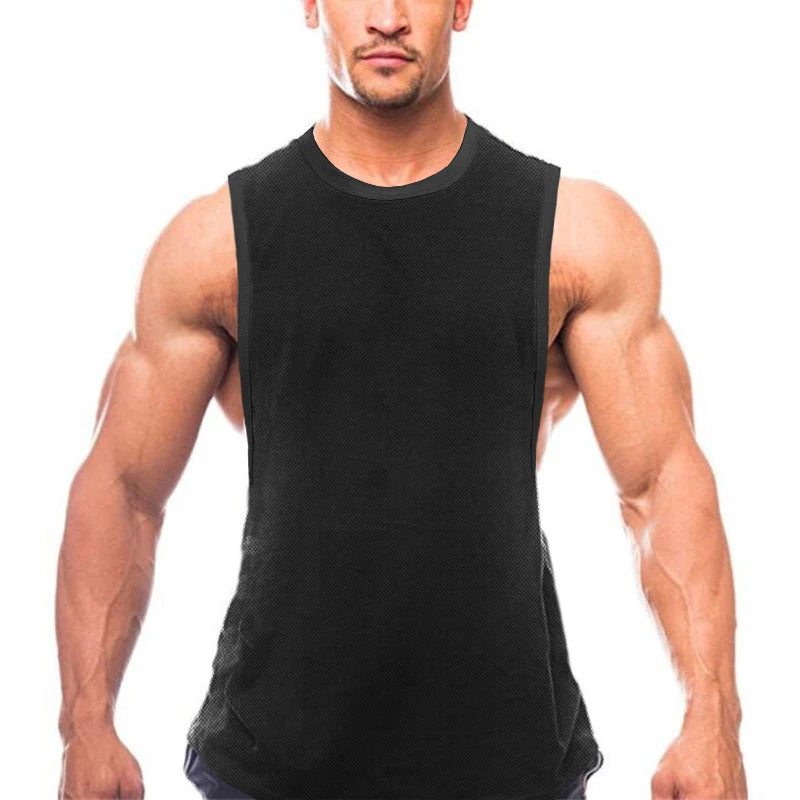 Wholesale Summer New Men's O-neck Fashion Casual Summer Mesh Quick-drying Bodybuilding Fitnesss Workout Custom Mesh Tank Top