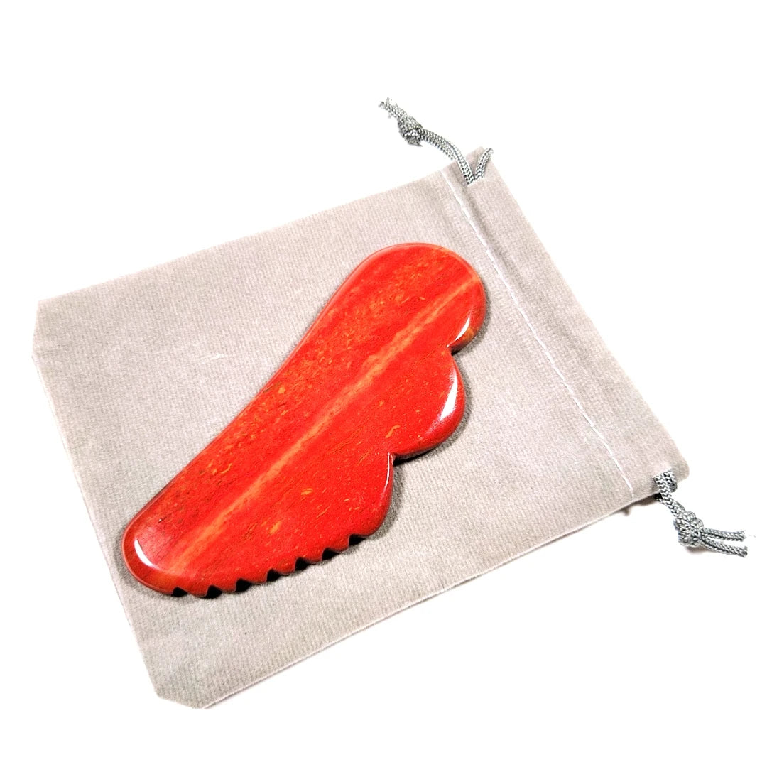 Huiying Anti-Aging Face Slimming Scraping Massage Tool Natural Wing Mookaite Jasper Face Gua Sha Jagged Guastone