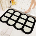 Minimalist Style Black Bath Rug Super Soft Non-Slip Absorbent Quick Dry Checkered Flocked Bath Mat for Bathroom Bedroom Floor