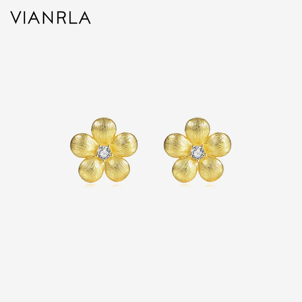VIANRLA Silver Earring Jewelry Flower Ear Studs Fashion Women's Jewelry Laser Custom Logo